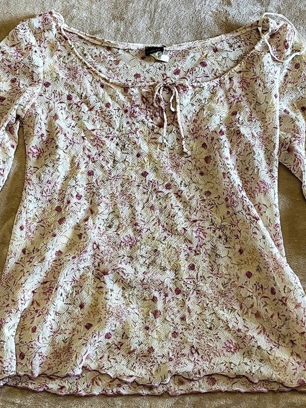Anne Floral Blouse in White & Pink Size 2XL